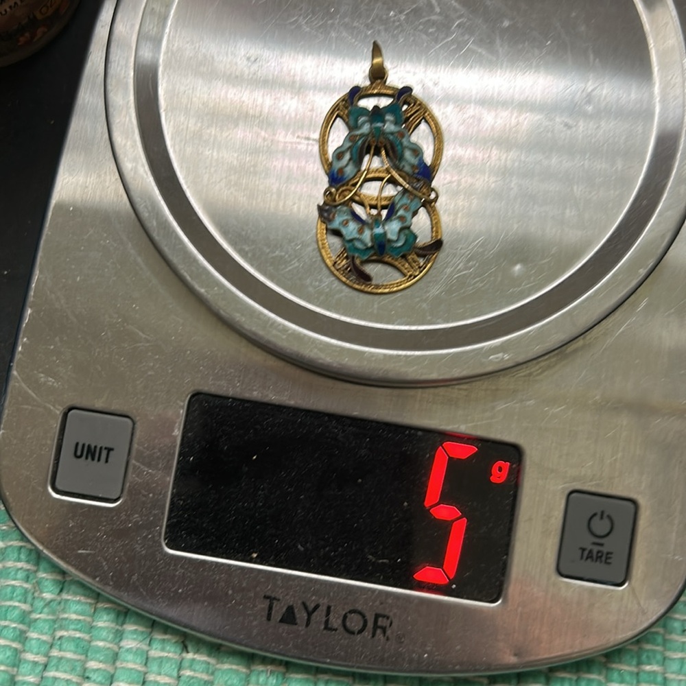 🖤Antique Chinese Butterfly 🦋 cloisonné pendant - Picture 8 of 10